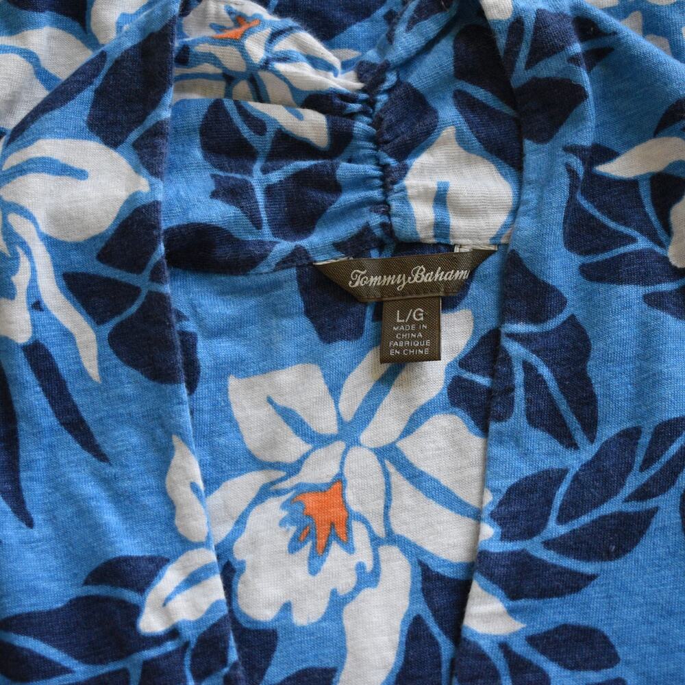 Tommy Bahama Sandy Seaside Brights Floral Maxi Dress L Blue Sleeveless Sun UPF - Picture 7 of 11
